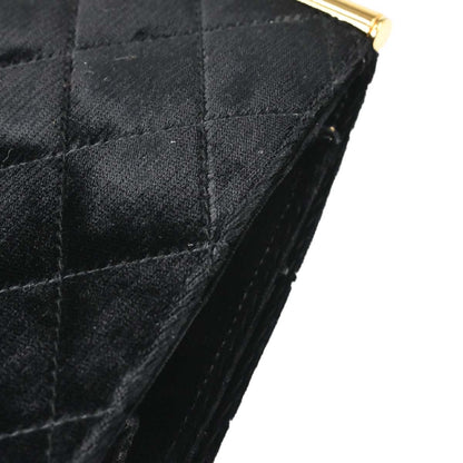 Chanel 1994-1996 Black Velvet Metal Handle Handbag