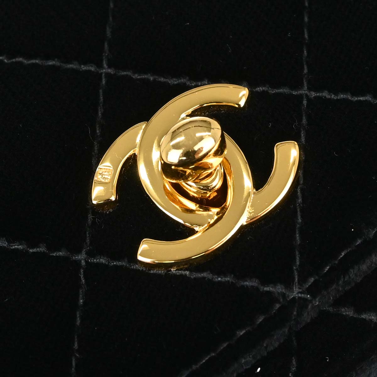 Chanel 1994-1996 Black Velvet Metal Handle Handbag