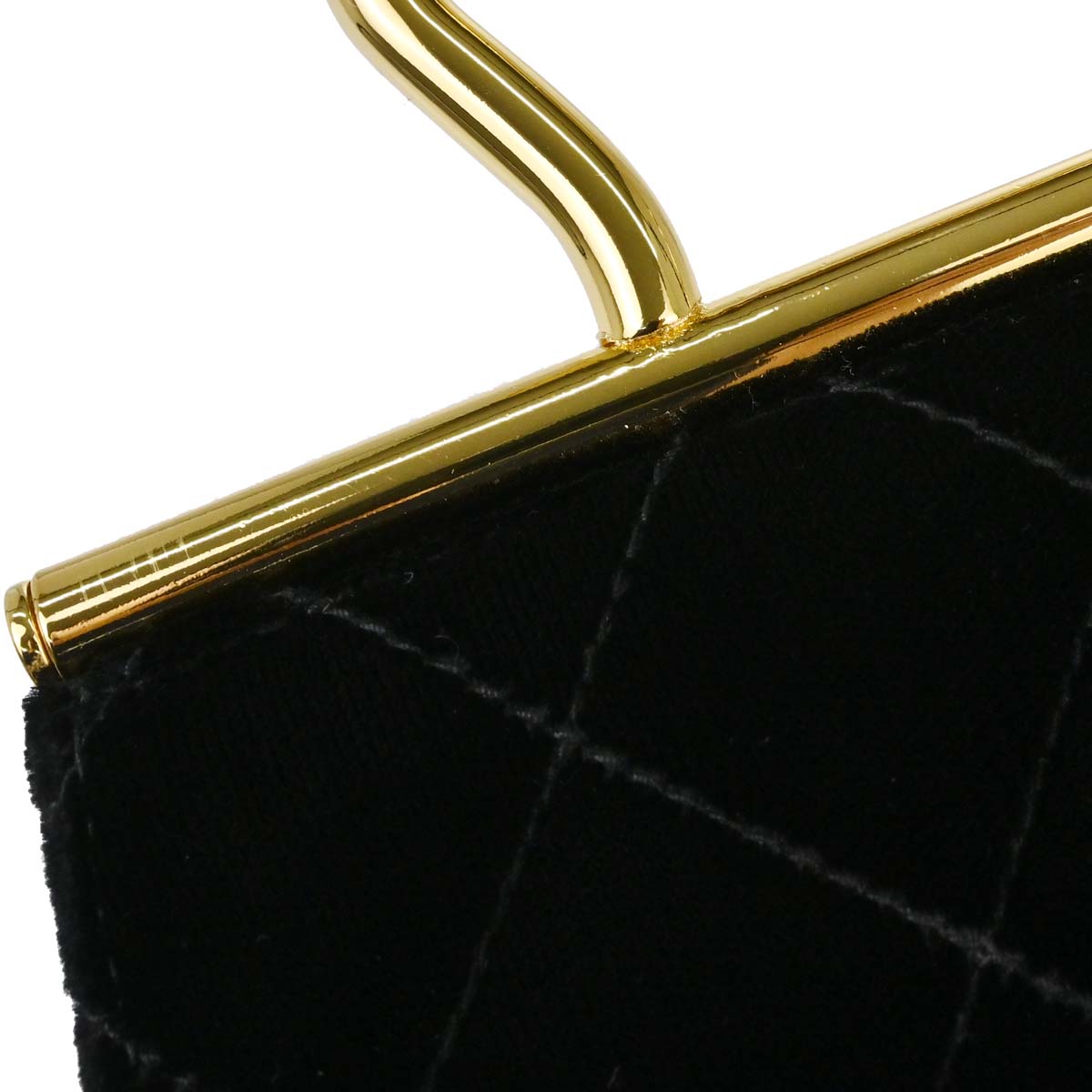 Chanel 1994-1996 Black Velvet Metal Handle Handbag