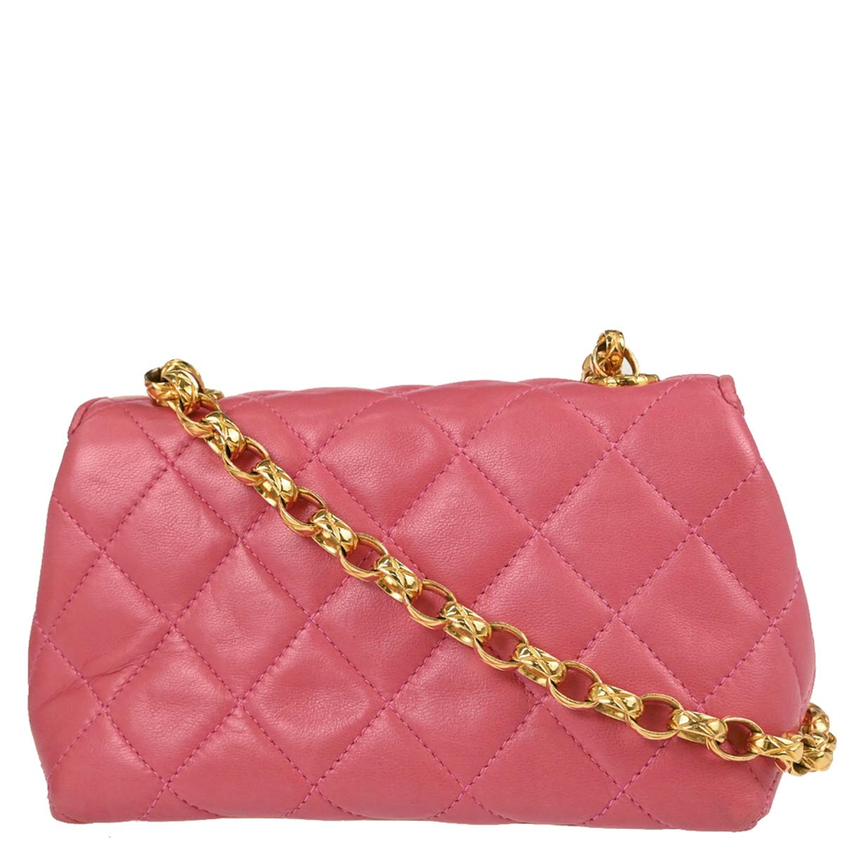 Chanel 1989-1991 Pink Lambskin Clover Logo Shoulder Bag