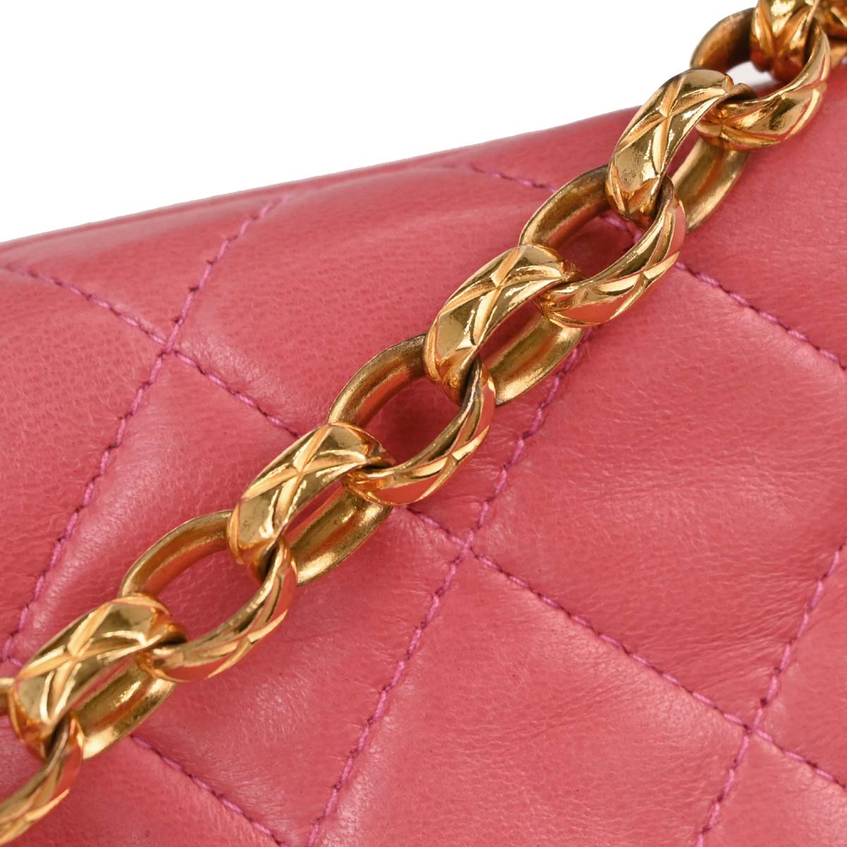 Chanel 1989-1991 Pink Lambskin Clover Logo Shoulder Bag
