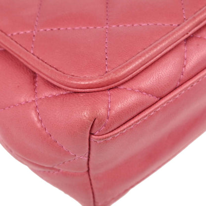 Chanel 1989-1991 Pink Lambskin Clover Logo Shoulder Bag