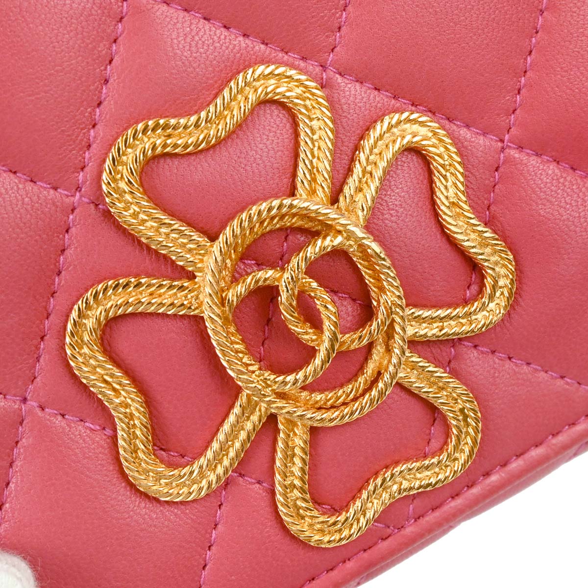 Chanel 1989-1991 Pink Lambskin Clover Logo Shoulder Bag