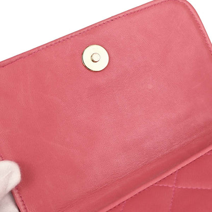 Chanel 1989-1991 Pink Lambskin Clover Logo Shoulder Bag