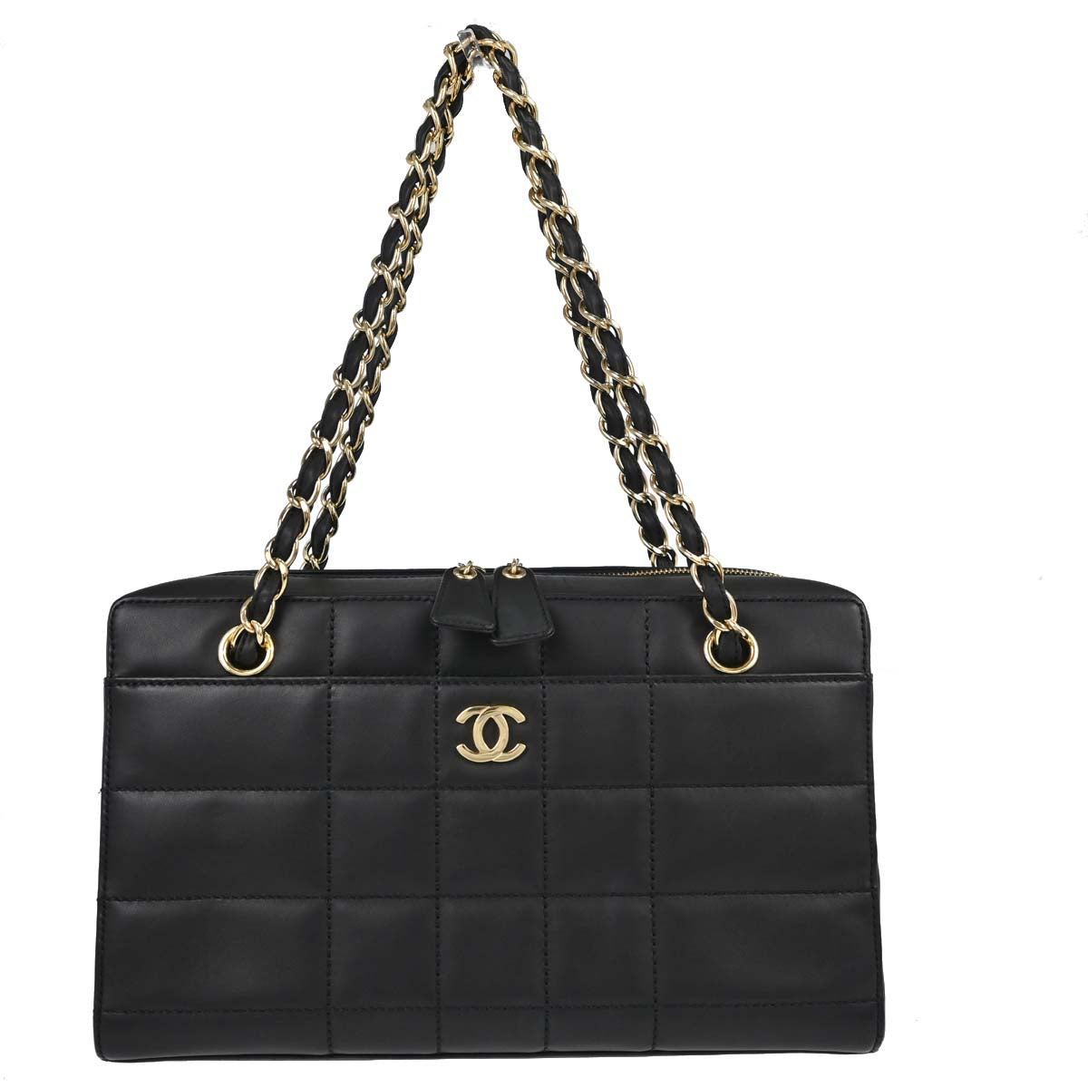 Chanel 2002-2003 Black Calfskin Choco Bar Chain Handbag