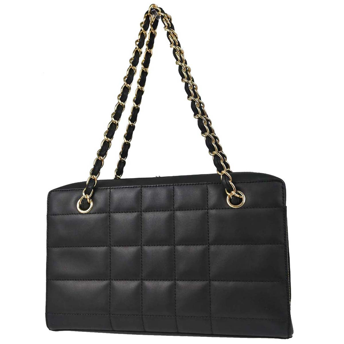 Chanel 2002-2003 Black Calfskin Choco Bar Chain Handbag