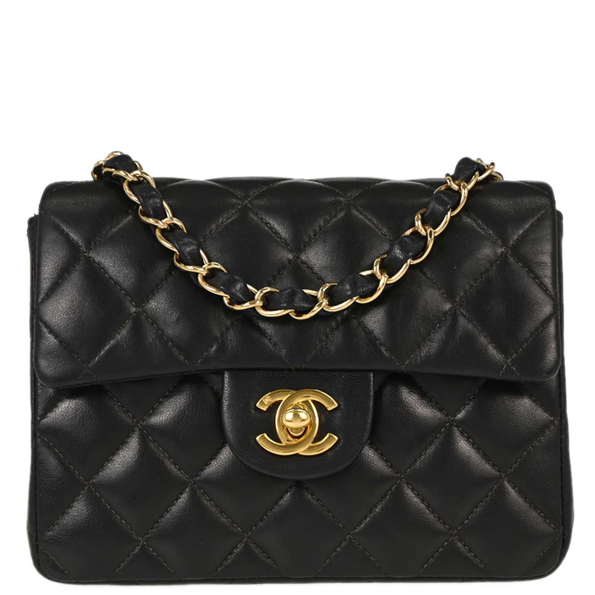 Chanel 2003-2004 Black Lambskin Mini Classic Square Flap Shoulder Bag 17