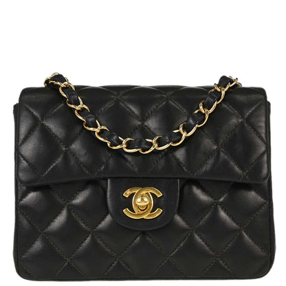 Chanel 2003-2004 Black Lambskin Mini Classic Square Flap Shoulder Bag 17