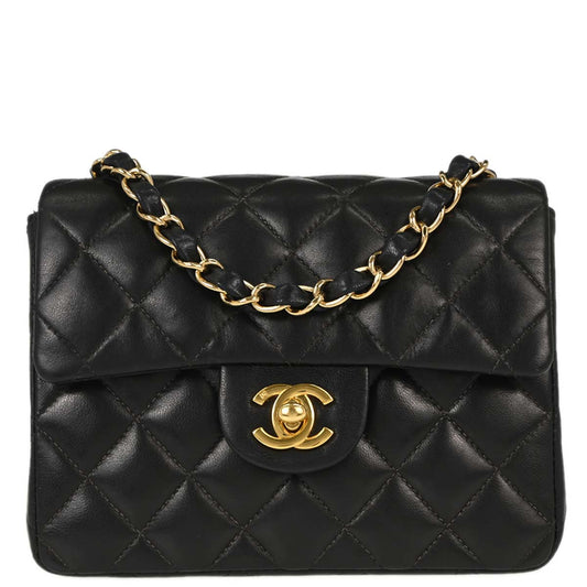 Chanel 2003-2004 Black Lambskin Mini Classic Square Flap Shoulder Bag 17