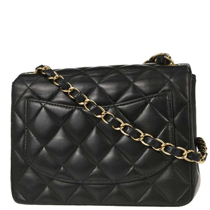 Chanel 2003-2004 Black Lambskin Mini Classic Square Flap Shoulder Bag 17