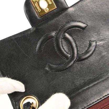 Chanel 2003-2004 Black Lambskin Mini Classic Square Flap Shoulder Bag 17