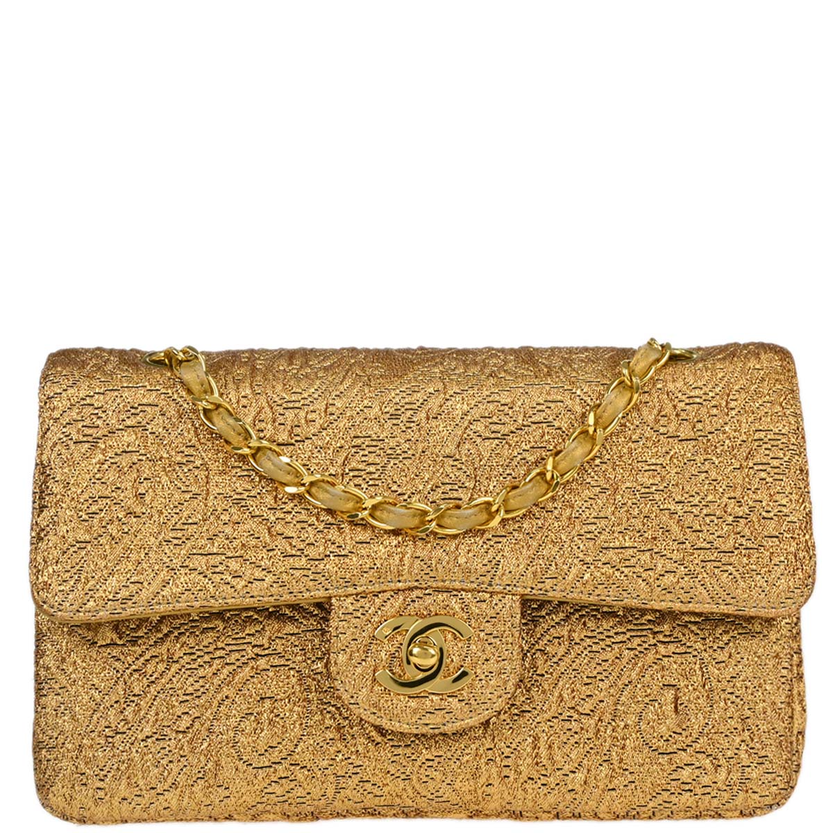 Chanel Gold Byzantine Brocade Small Classic Double Flap Bag