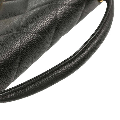 Chanel 1996-1997 Black Caviar Skin Briefcase Business Handbag
