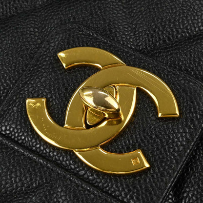 Chanel 1996-1997 Black Caviar Skin Briefcase Business Handbag