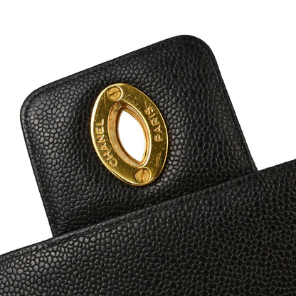Chanel 1996-1997 Black Caviar Skin Briefcase Business Handbag