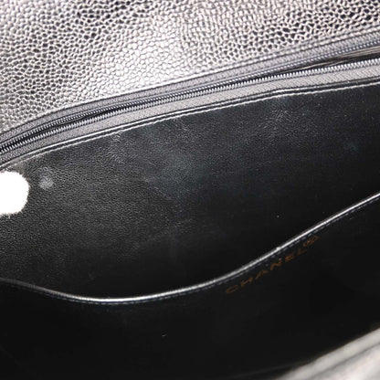 Chanel 1996-1997 Black Caviar Skin Briefcase Business Handbag