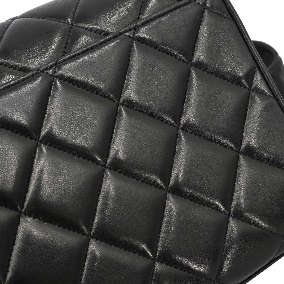 Chanel 1991-1994 Black Lambskin Straight Flap Shoulder Bag