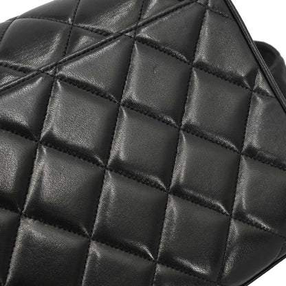 Chanel 1991-1994 Black Lambskin Straight Flap Shoulder Bag