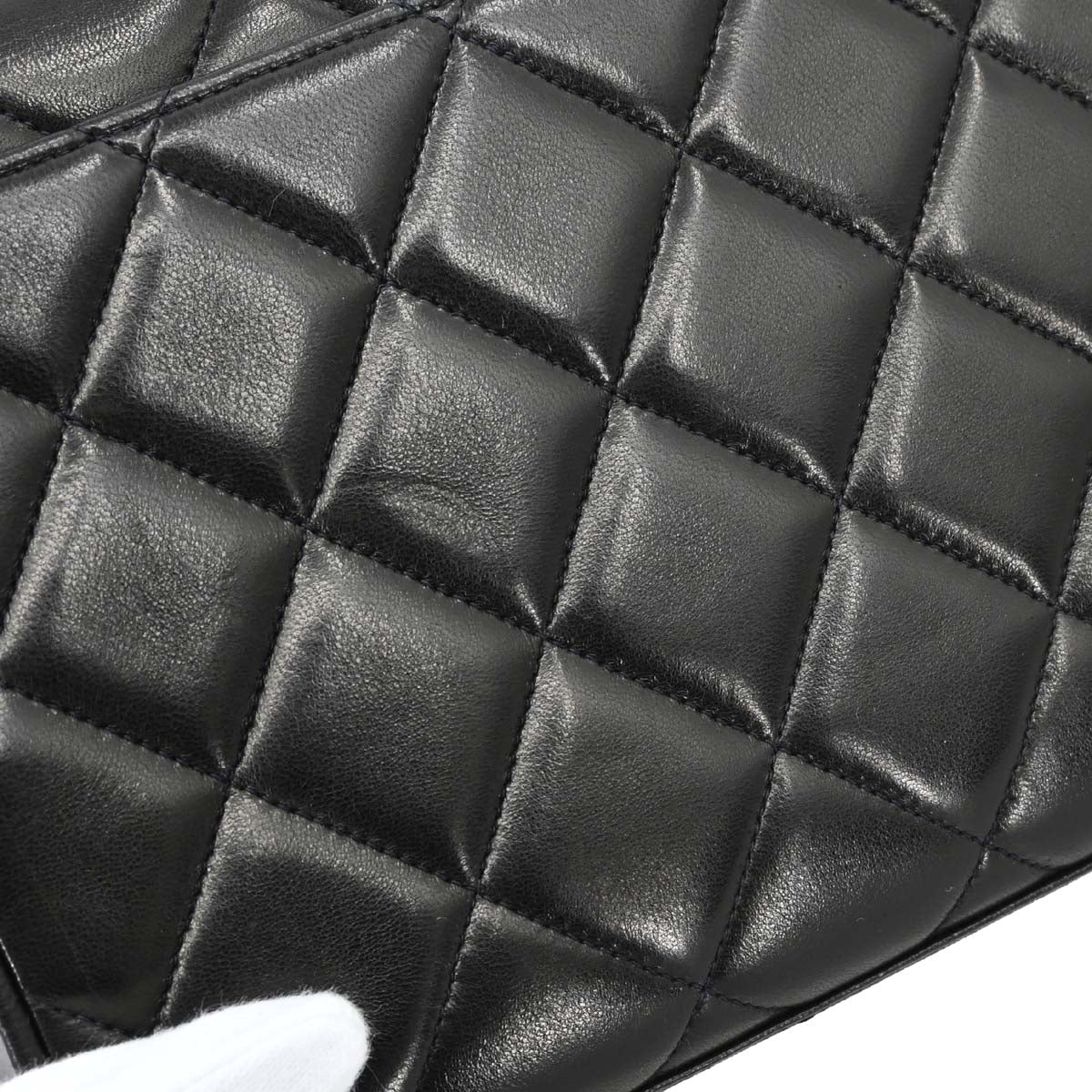 Chanel 1991-1994 Black Lambskin Straight Flap Shoulder Bag