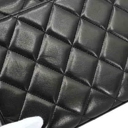 Chanel 1991-1994 Black Lambskin Straight Flap Shoulder Bag