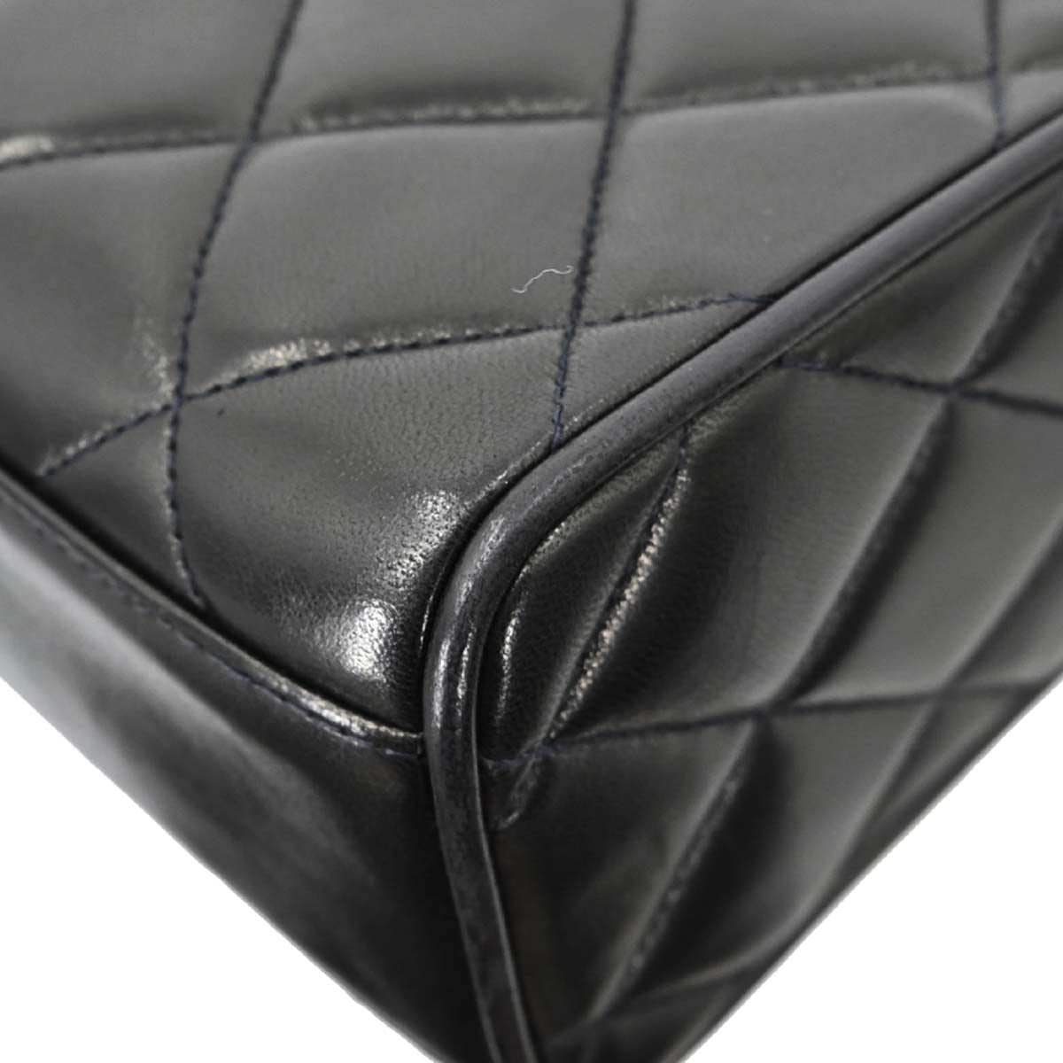 Chanel 1991-1994 Black Lambskin Straight Flap Shoulder Bag