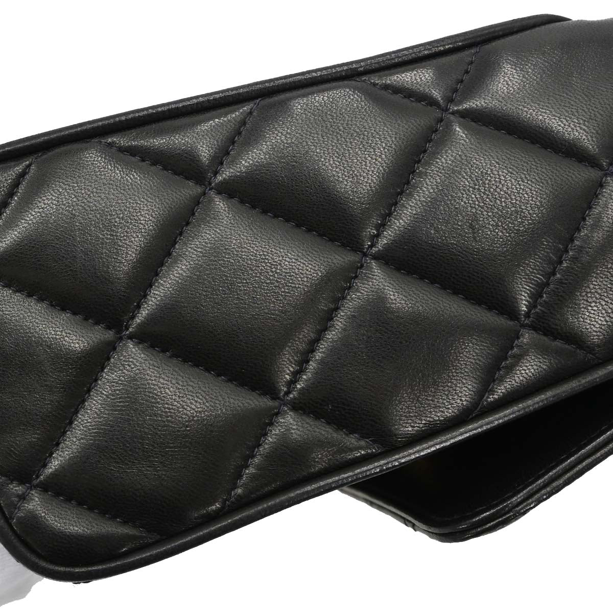 Chanel 1991-1994 Black Lambskin Straight Flap Shoulder Bag
