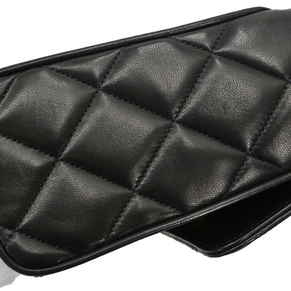 Chanel 1991-1994 Black Lambskin Straight Flap Shoulder Bag