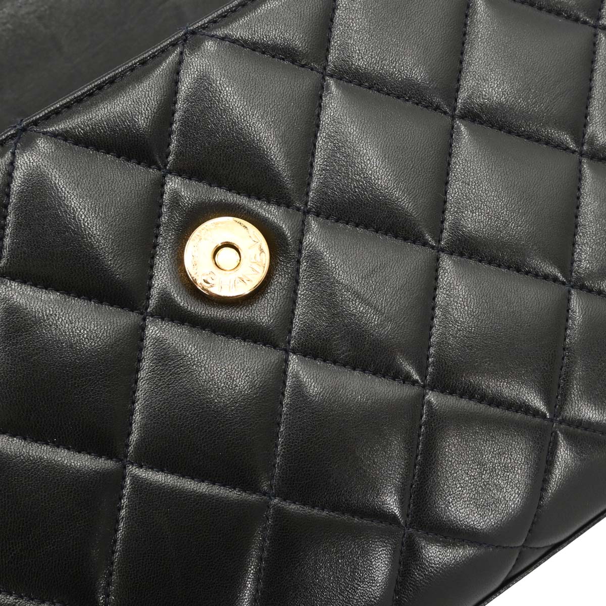 Chanel 1991-1994 Black Lambskin Straight Flap Shoulder Bag