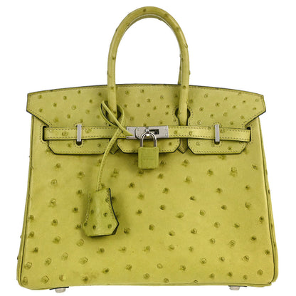 Hermes * Anis Green Ostrich Birkin 25 Handbag