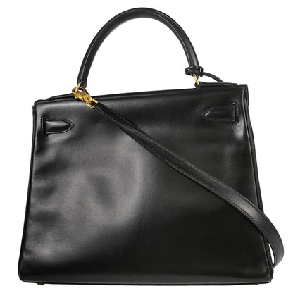 Hermes Black Box Calf Kelly 28 Sellier 2way Shoulder Handbag
