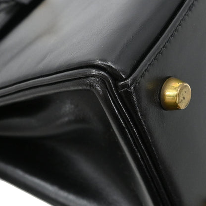 Hermes Black Box Calf Kelly 28 Sellier 2way Shoulder Handbag