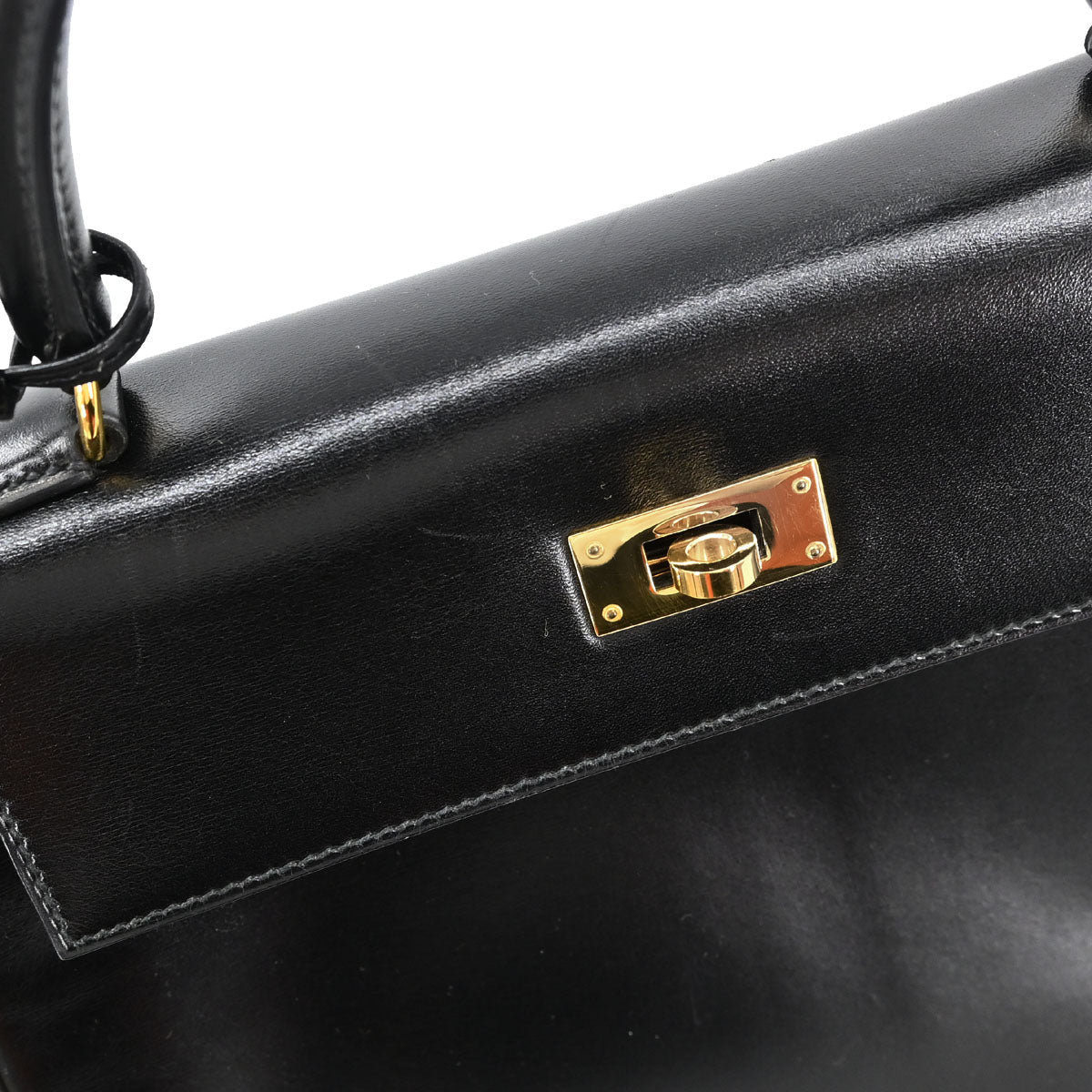 Hermes Black Box Calf Kelly 28 Sellier 2way Shoulder Handbag