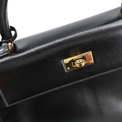 Hermes Black Box Calf Kelly 28 Sellier 2way Shoulder Handbag