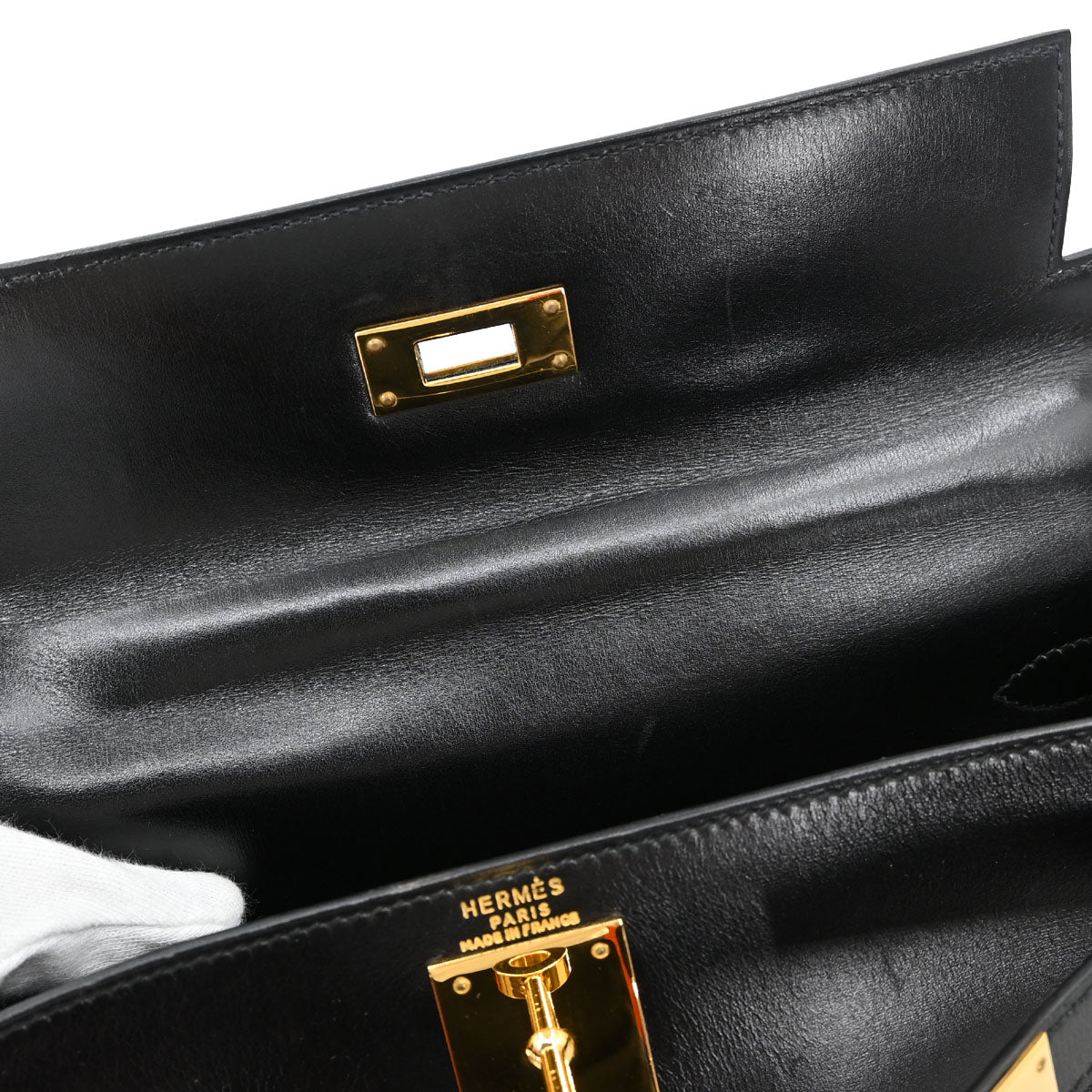 Hermes Black Box Calf Kelly 28 Sellier 2way Shoulder Handbag