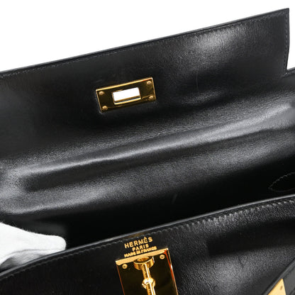 Hermes Black Box Calf Kelly 28 Sellier 2way Shoulder Handbag