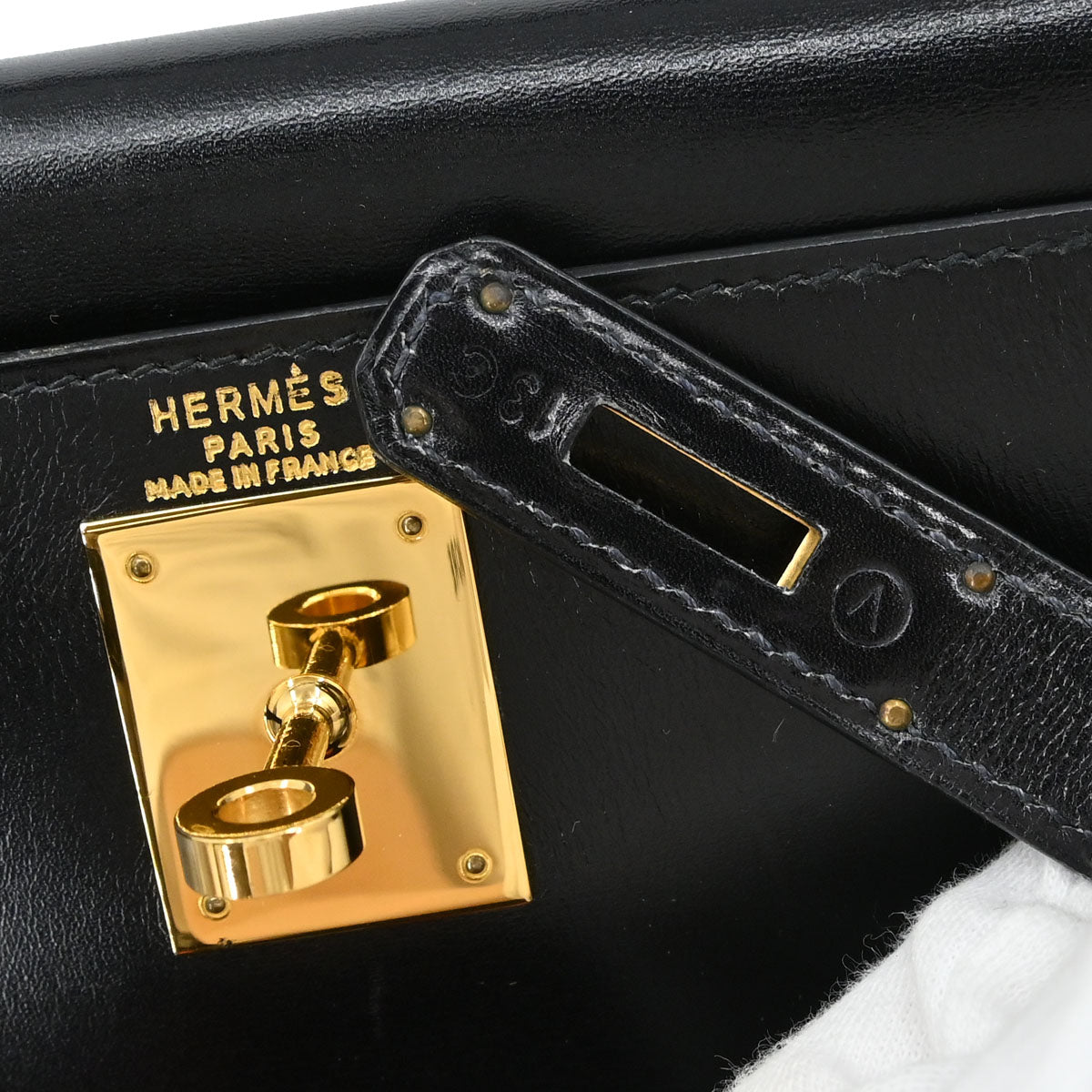 Hermes Black Box Calf Kelly 28 Sellier 2way Shoulder Handbag