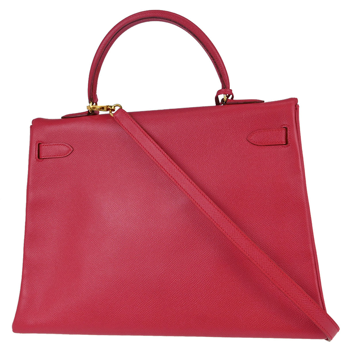 Hermes Rouge Vif Courchevel Kelly 35 Retourne 2way Shoulder Handbag