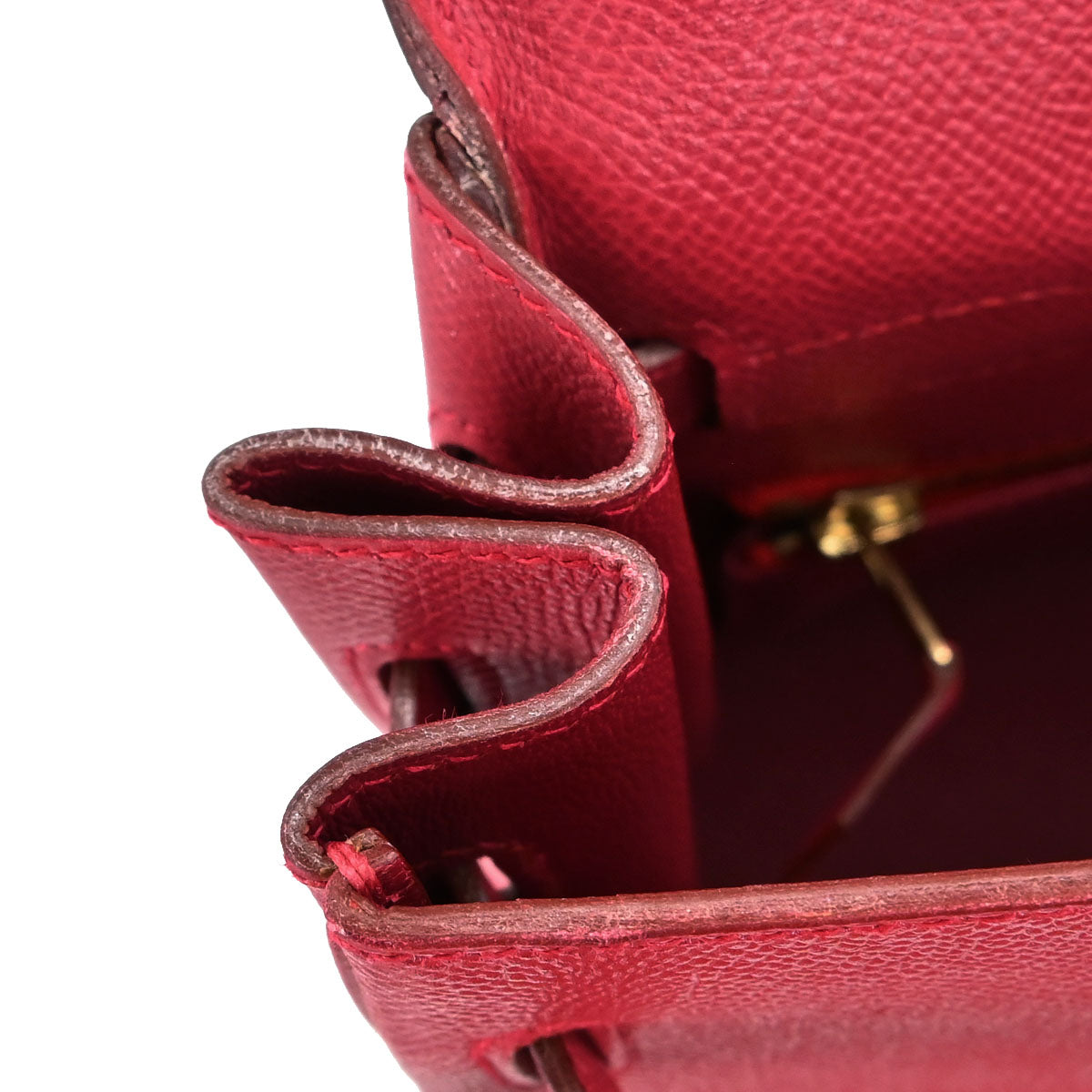 Hermes Rouge Vif Courchevel Kelly 35 Retourne 2way Shoulder Handbag