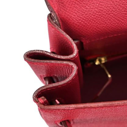 Hermes Rouge Vif Courchevel Kelly 35 Retourne 2way Shoulder Handbag