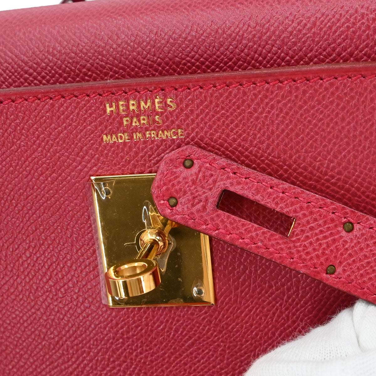 Hermes Rouge Vif Courchevel Kelly 35 Retourne 2way Shoulder Handbag