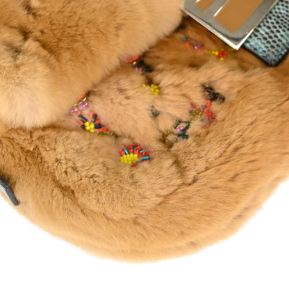 Fendi * Beige Fur Lizard Baguette Handbag