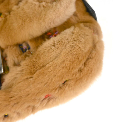 Fendi * Beige Fur Lizard Baguette Handbag