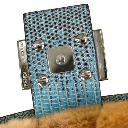 Fendi * Beige Fur Lizard Baguette Handbag