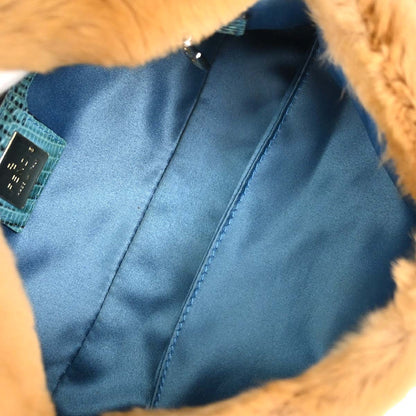 Fendi * Beige Fur Lizard Baguette Handbag