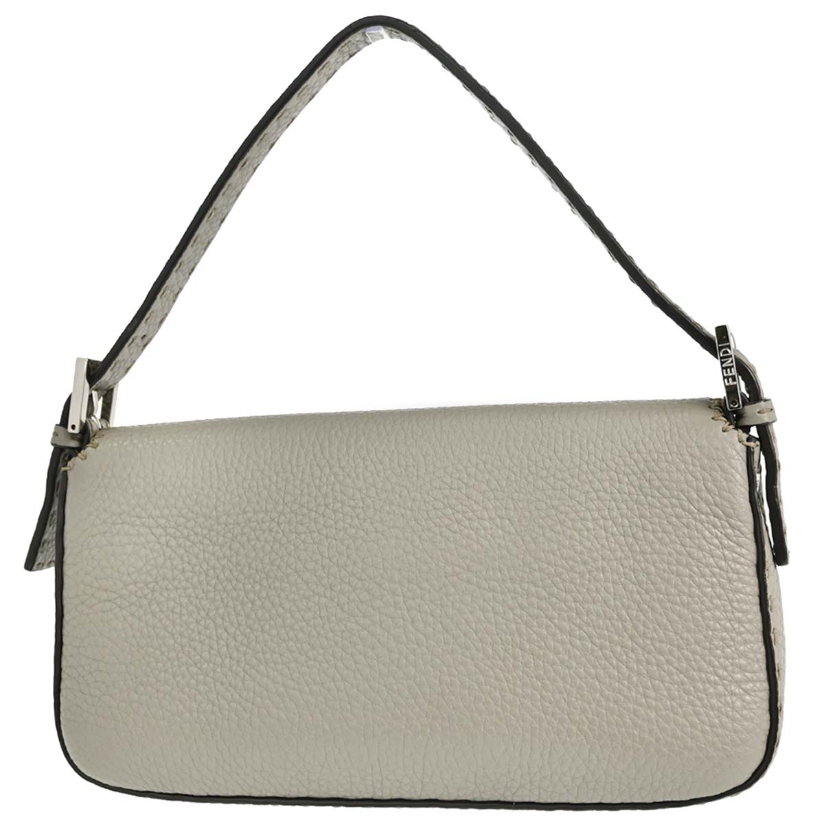 Fendi Selleria Gray Leather Baguette Handbag