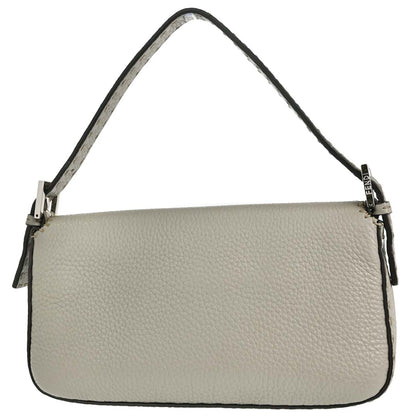Fendi Selleria Gray Leather Baguette Handbag