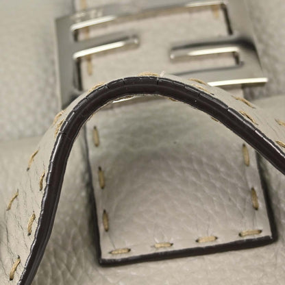 Fendi Selleria Gray Leather Baguette Handbag