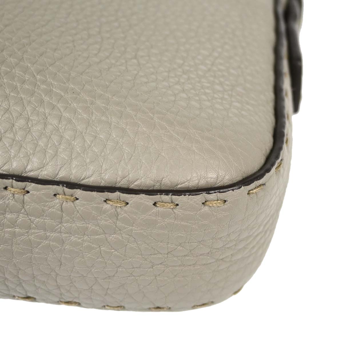 Fendi Selleria Gray Leather Baguette Handbag