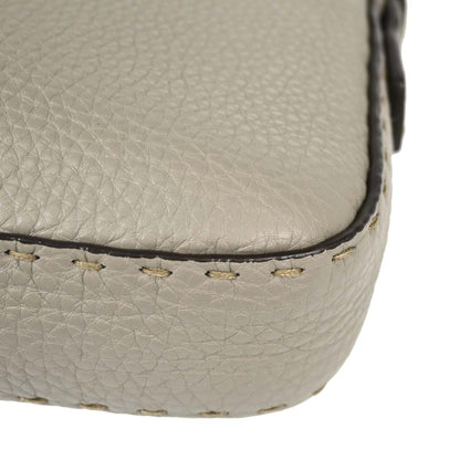 Fendi Selleria Gray Leather Baguette Handbag