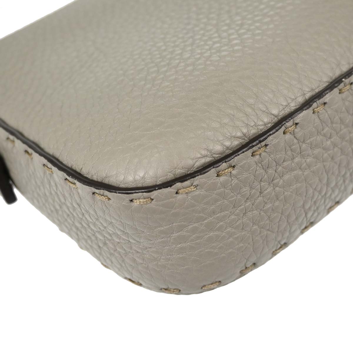 Fendi Selleria Gray Leather Baguette Handbag